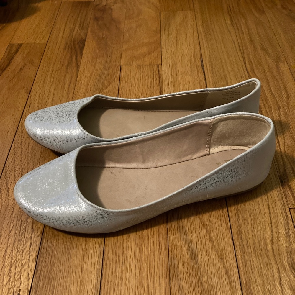 Silver sparkly flats